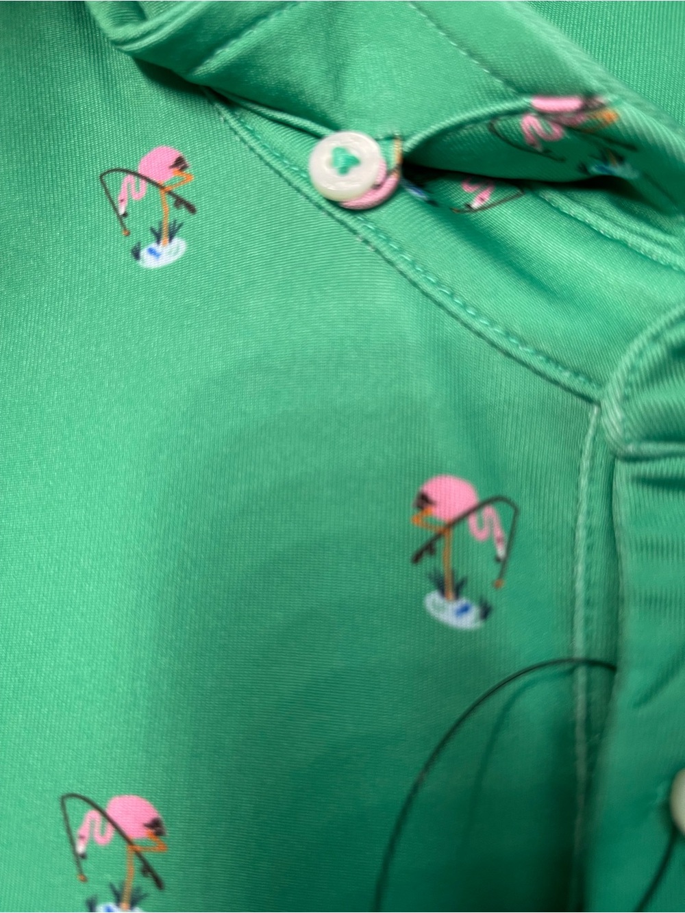 NWT Polo Ralph Lauren RLX Golf Polo Shirt Men's Large Green Multicolor Flamingo - Picture 7 of 13